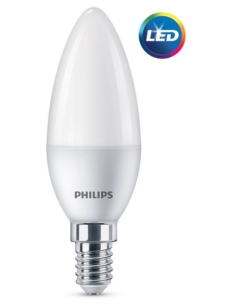 Philips LED Non Dimmable Candle 6.5W E14 2700K opal white