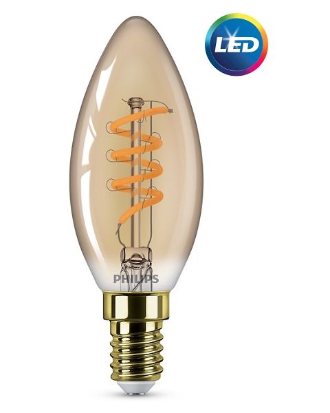 Philips Classic LED Bulb Dimmable 2.5-15W B35 E14 1800K Gold