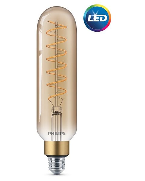Philips LED Dimmable Giant Vintage Light Bulb 7-40W E27 T65 Gold 1800K