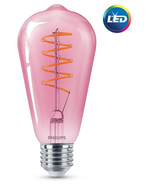 Philips LED Dimmable Modern Pink Light Bulb 4.5-25W ST64 E27 1800K (PHI-929002453701)