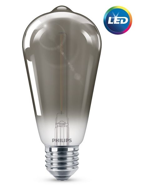 Philips LED Non Dimmable Smoky Light Bulb 2.3-11W ST64 E27 1800K