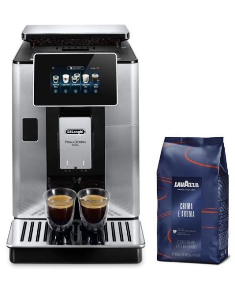 Delonghi ECAM610.75.MB PrimaDonna Soul Automatic Coffee Machine + Coffee Beans Lavazza 1k (DLECAM610.75MB) 