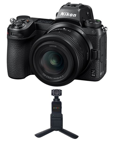 كاميرا نيكون Z6 ii اطار كامل بدون مرآة (VOK060WM) مع عدسة 24-120 + بينرو جيمبال كاميرا Snoppa Vmate مع قاعدة Vmate + بطاقة عضوية