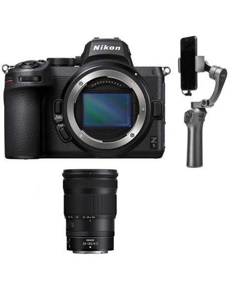 Nikon Z5 Body Only, Full Frame Mirrorless Camera (VOA040AM) + Nikon Z 24-120MM F/4 S Lens + Benro 3XS Gimbal for Smartphone + NPM Card