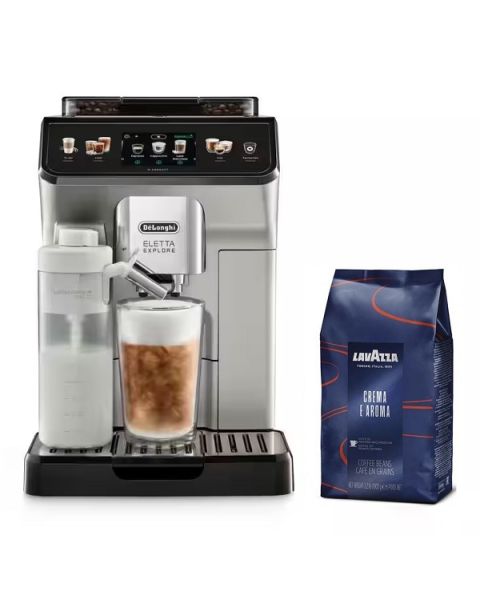 Delonghi ECAM450.65.S Eletta Explore Automatic Coffee Machine + Coffee Beans Lavazza 1KG (DLECAM450.65.S)