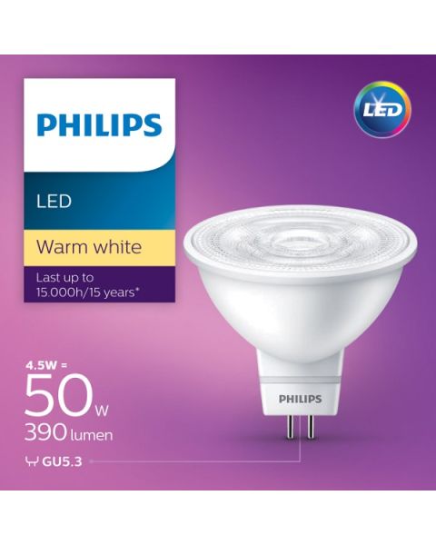 Philips LED Dimmable spot MR16 4.5-50W 36D 3000K