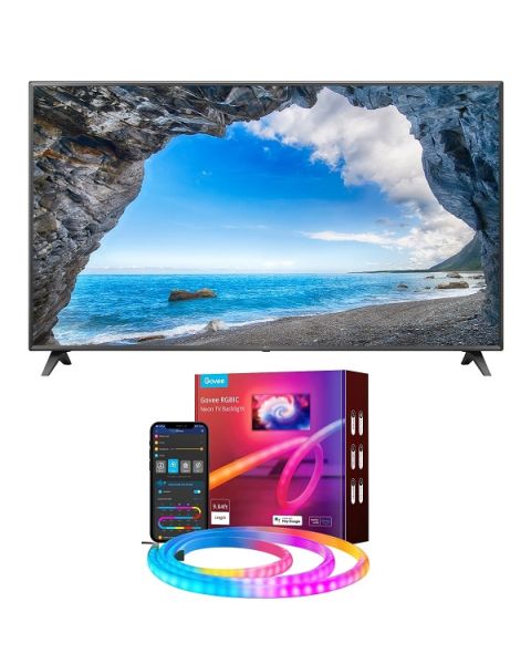 LG 55 Inch 4K UHD Smart TV + Govee RGBIC Neon TV Backlight (55UQ751C0LG.AMIE)