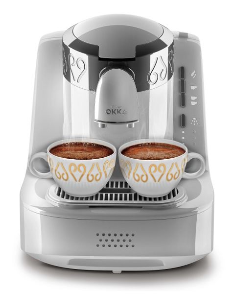 OK002 ارزوم اوكا ماكينة صنع القهوة التركية ابيض (OK002–White Chrome)