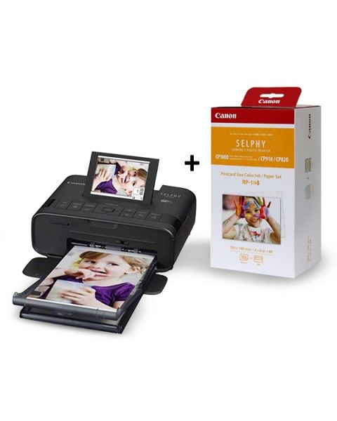 Canon SELPHY CP1300 Compact Photo Printer - Black  + RP-108 Ink/Paper (CP1300-KIT)
