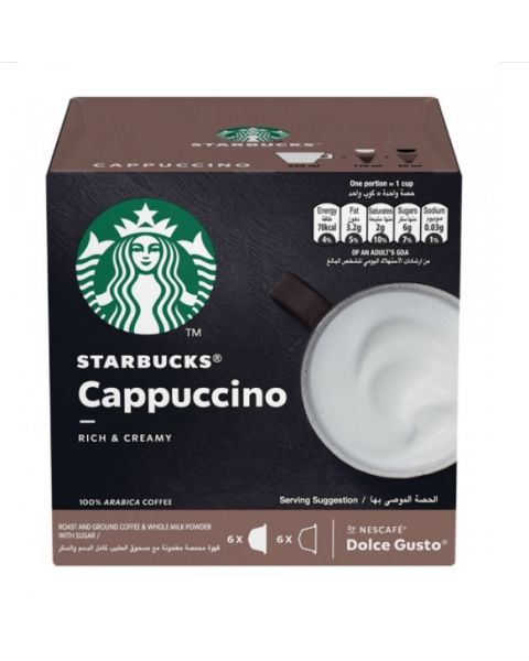 Starbucks Cappuccino Capsules By Nescafe Dolce Gusto Coffee Pods Box of 12 (SBUX CAPPUCCINO)
