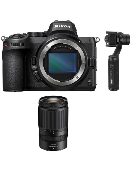 كاميرا نيكون Z5 بدون مرآة (VOA040AM)  + عدسة 28-75مم f/2.8 + زيون SMOOTH-Q2 مثبت الجوال + بطاقة عضوية