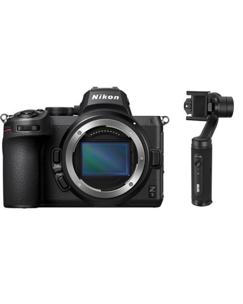 كاميرا نيكون Z5 بدون مرآة هيكل فقط (VOA040AM)  +  زيون SMOOTH-Q2 مثبت الجوال + بطاقة عضوية