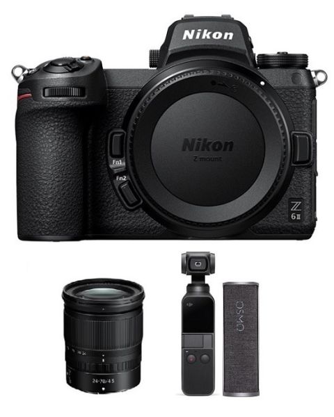 NIKON Z6 II Mirrorless  Body Only + 24-70 Lens + DJI Osmo Pocket camera + Charging Case + NPM Card (VOA060AM)