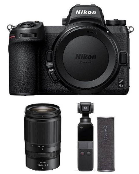 NIKON Z6 II Mirrorless Body Only (VOA060AM) + Nikon Z 28-75mm f/2.8 Lens + DJI Osmo Pocket camera + Charging Case +NPM Card