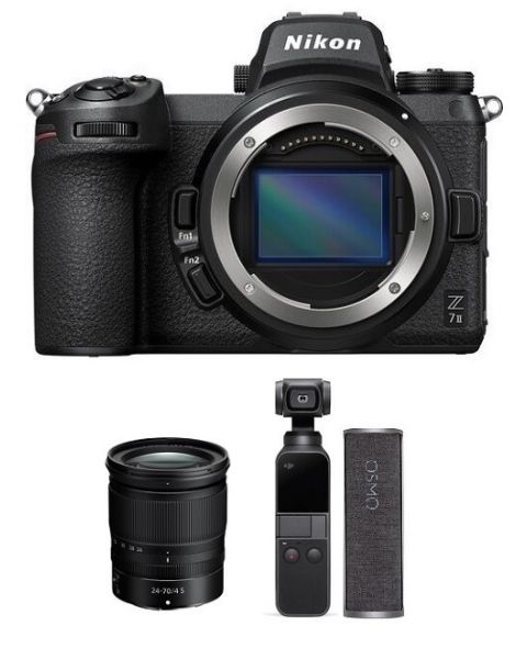 Nikon Z7ii Camera Body Only + Nikon 24-70mm f/4 S Lens + DJI Osmo Pocket camera + Charging Case +NPM Card (VOA070AM)