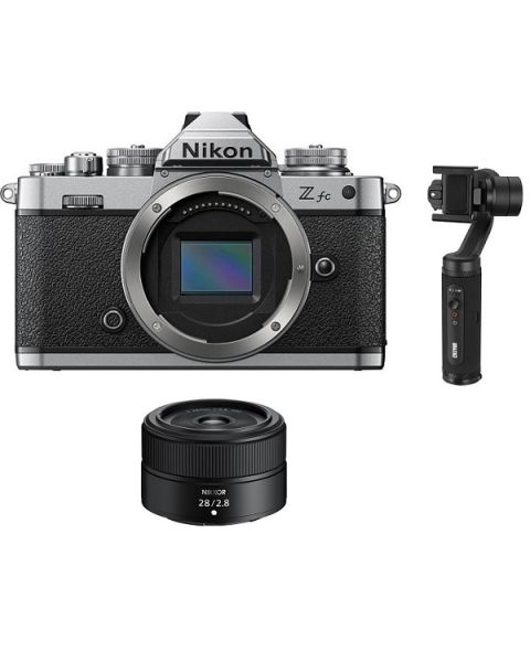 Nikon Z fc Mirrorless Camera, Body Only (VOA090AM) + Nikon Z 28MM F/2.8 Lens + Zhiyun SMOOTH-Q2 Smartphone Gimbal+NPM Card