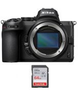 Nikon Z5 Body Only, Full Frame Mirrorless Camera (VOA040AM) + Memory Card 64 GB + NPM Card